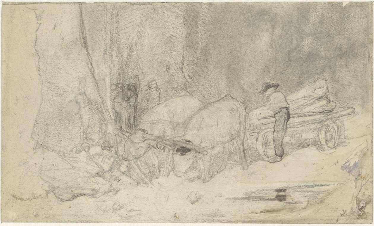 Carro de boi na estrada da montanha de Jacob Maris