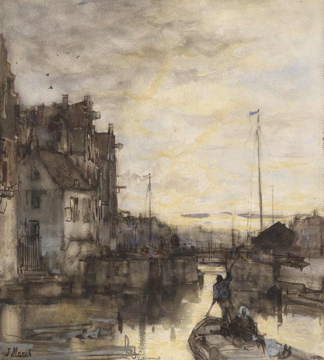 Paisagem de Cityscape à noite de Jacob Maris