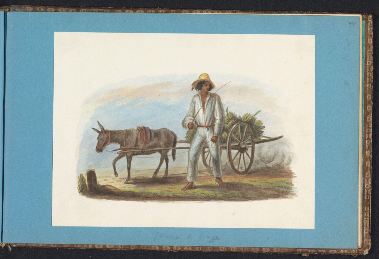 Homem com carrinho com bananas
Álbum de desenhos do Suriname, p.44 (50) (título da série) de Jacob Marius Adriaan Martini van Geffen
