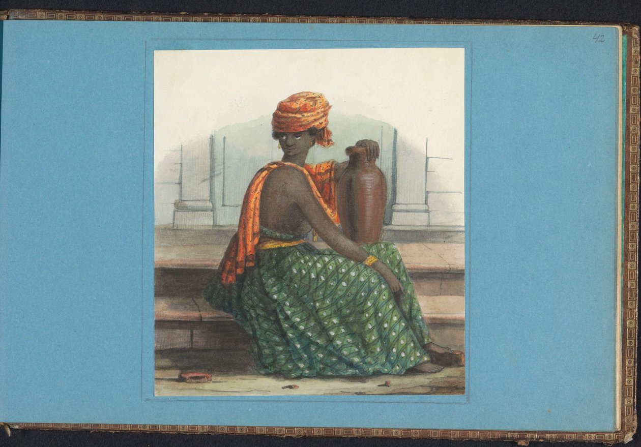 Mulher em koto misi Álbum com desenhos do Suriname, p.42(r) (50) (título da série) de Jacob Marius Adriaan Martini van Geffen