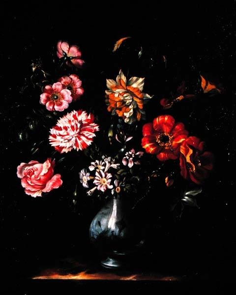Flores em vaso azul e branco (óleo sobre tela) de Jacob Marrel