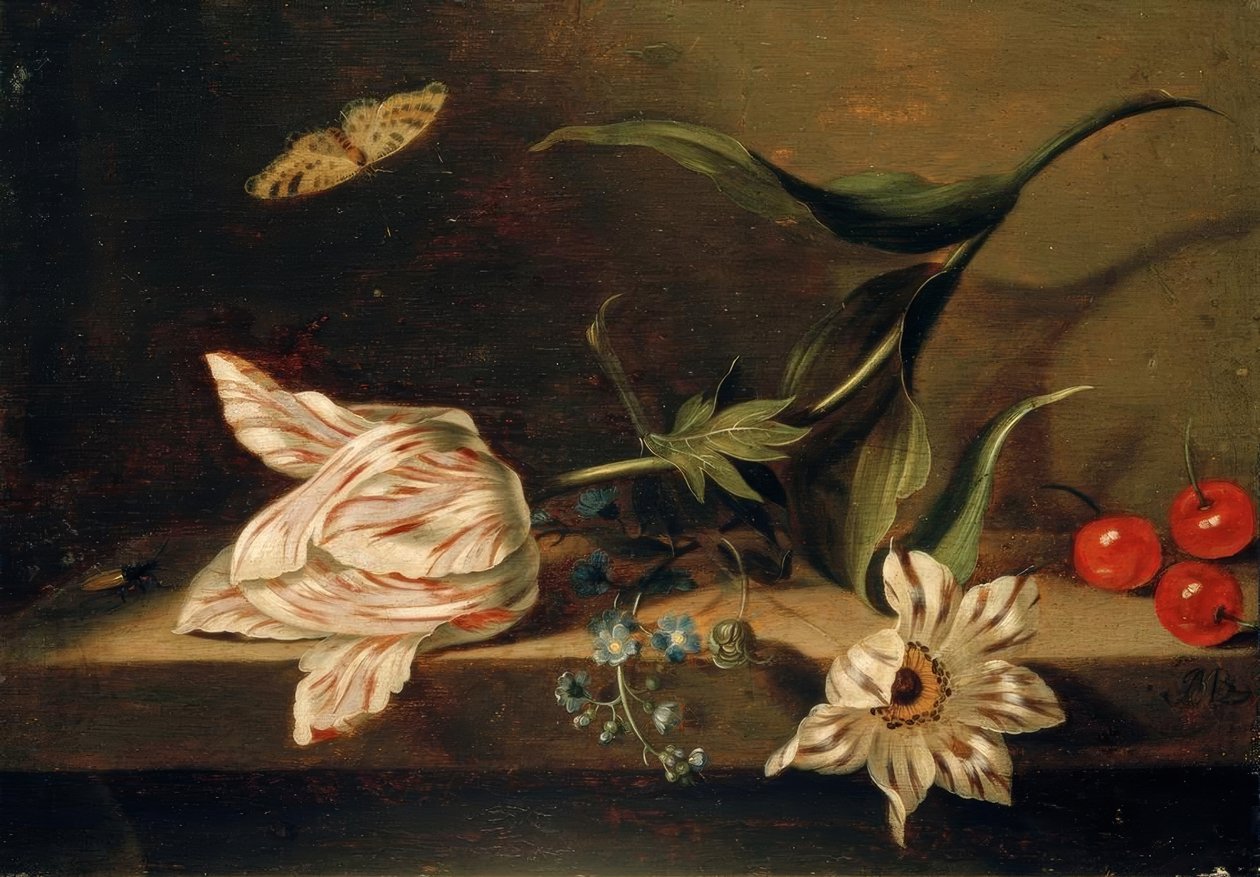 Natureza morta com flores na mesa de Jacob Marrel