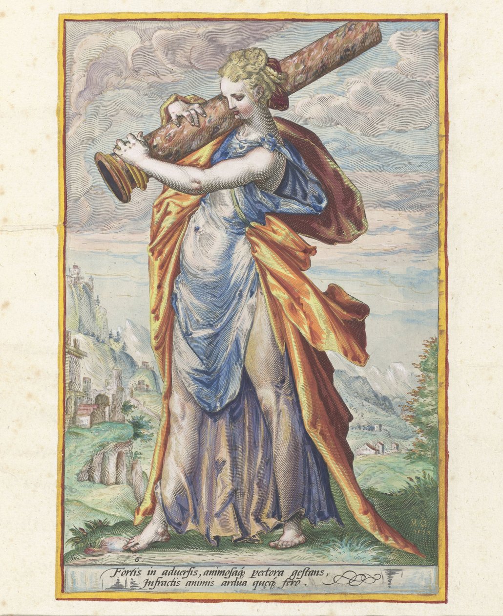 Força (Fortitudo) As virtudes (título da série) de Jacob Matham (attributed to)