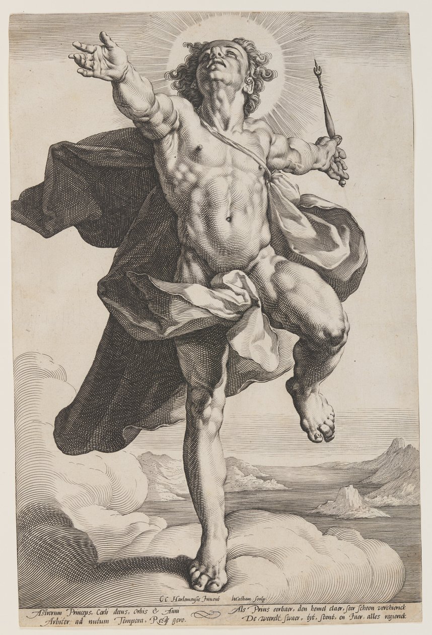 Apolo nas nuvens de Jacob Matham