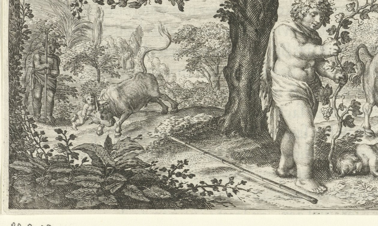 Baco e Ampelus de Jacob Matham