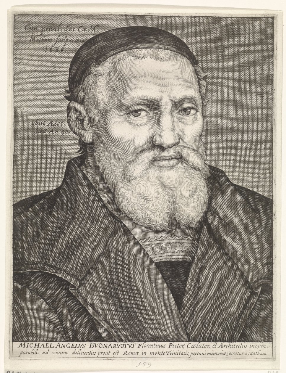 Retrato de Michelangelo de Jacob Matham
