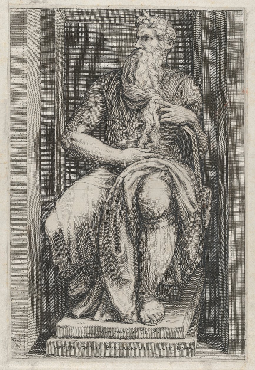 O Espelho Romano da Magnificência: Moisés segundo a escultura de Michelangelo, séc. XVI..., séc. XVI. de Jacob Matham