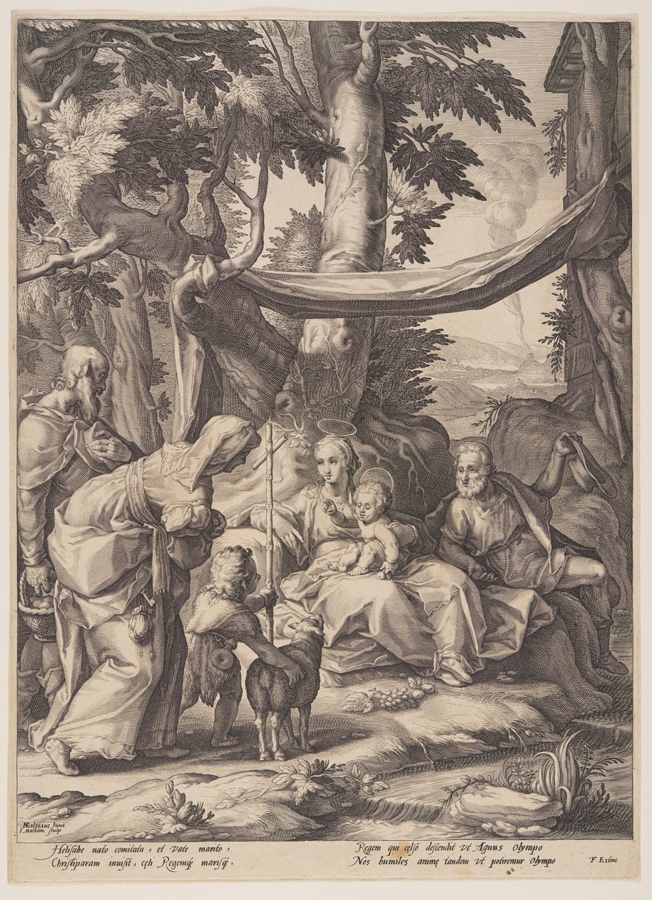 A Sagrada Família com os Santos Isabel, Zacarias e João de Jacob Matham