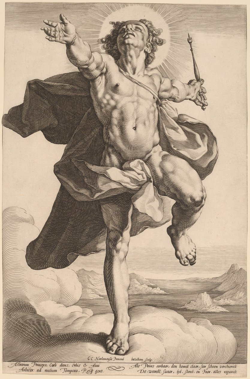 Apolo como Sol de Jacob Matham, after Cornelis Cornelisz van Haarlem