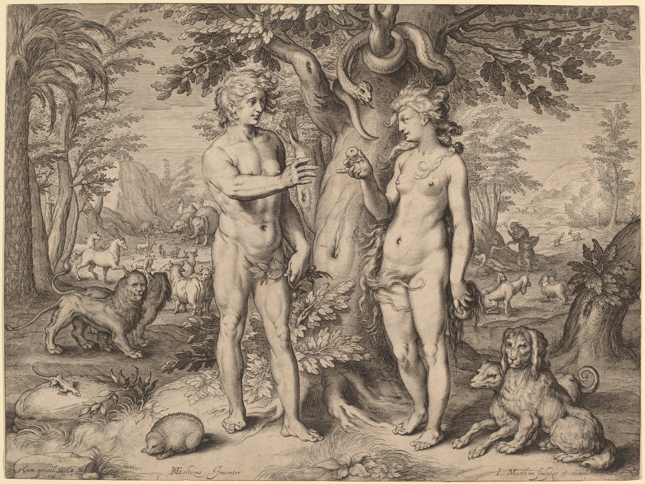 A queda do homem de Jacob Matham, after Hendrik Goltzius