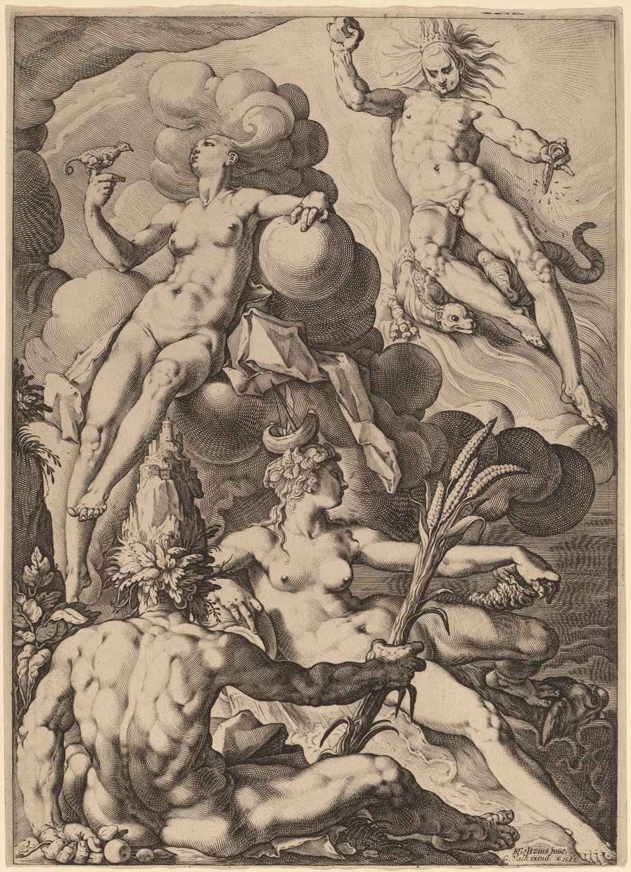 Os quatro elementos de Jacob Matham after Hendrik Goltzius