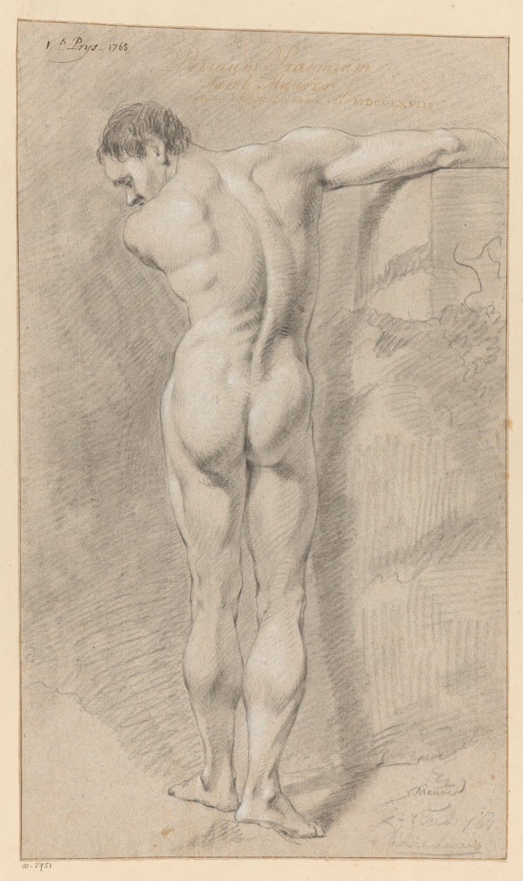 Nu masculino em pé, visto por trás (1º prémio 1768) de Jacob Maurer