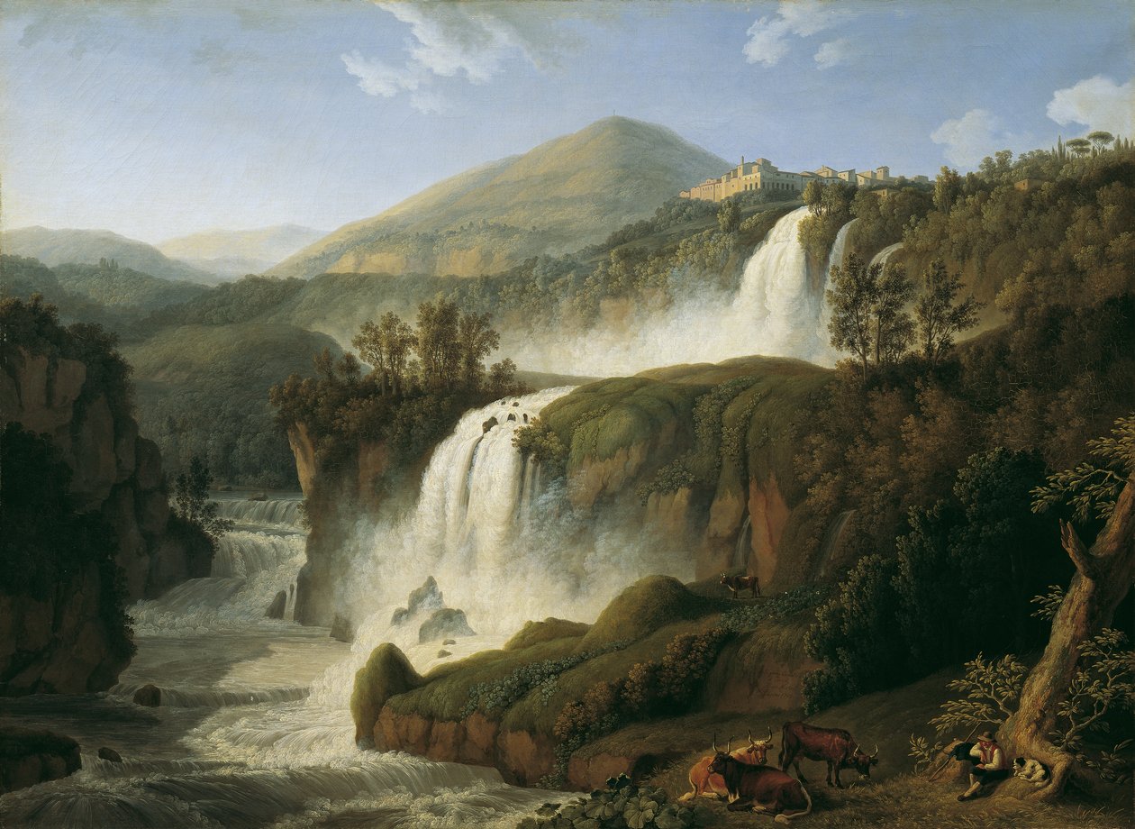 A Grande Cascata do Tivoli perto de Roma de Jacob Philipp Hackert