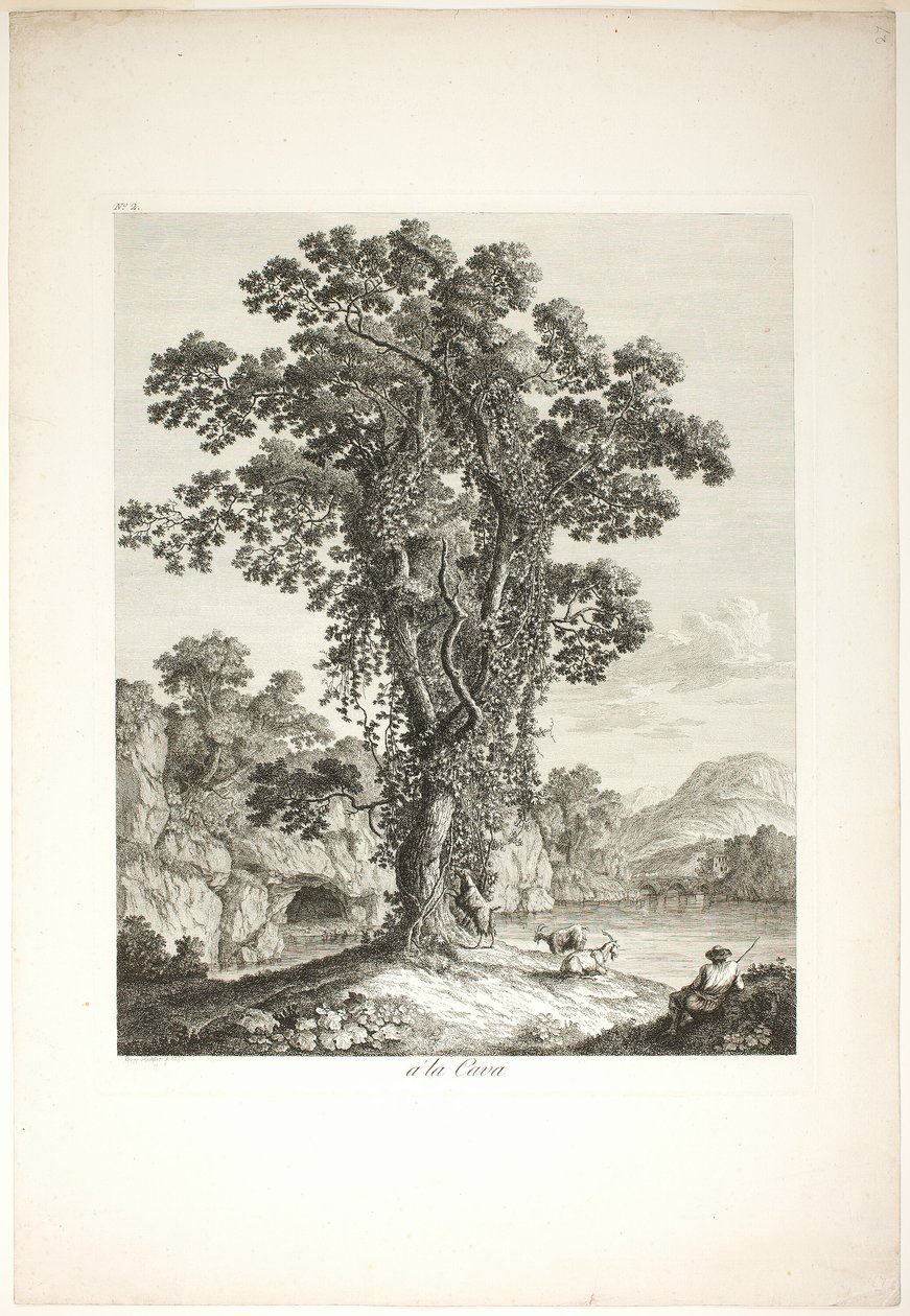 Perto de la Cava, da Suite IV Vistas desenhadas no Reino de Nápoles de Jacob Philipp Hackert