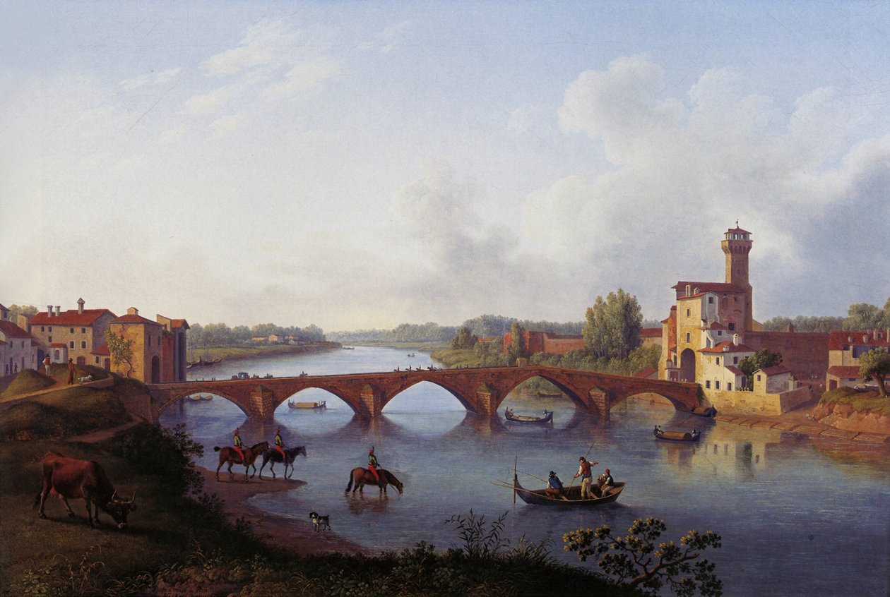 A Ponte a Mare em Pisa de Jacob Philipp Hackert