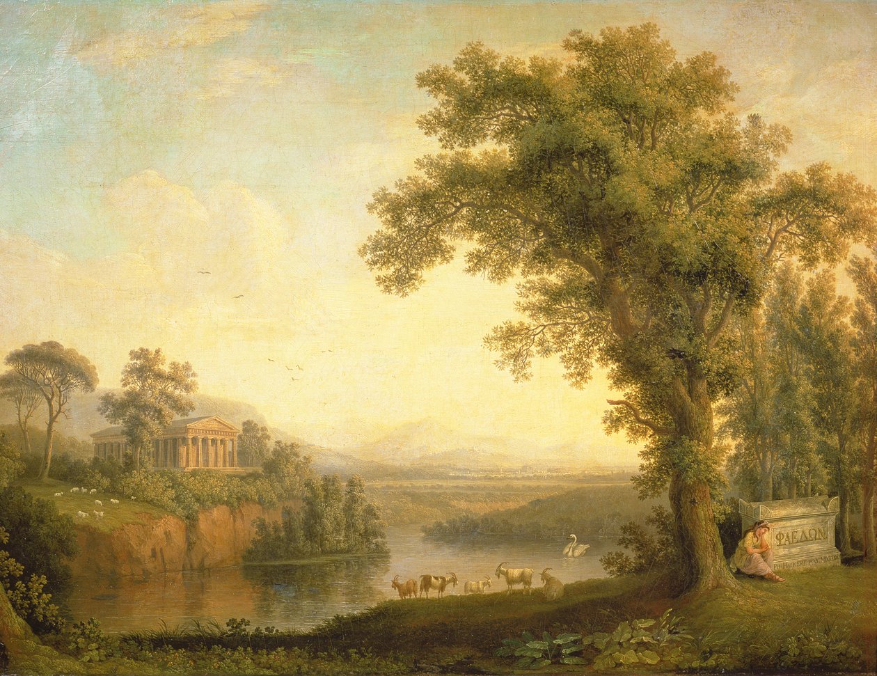 Paisagem antiga com o túmulo de Phaeton, 1785 de Jacob Philippe Hackert
