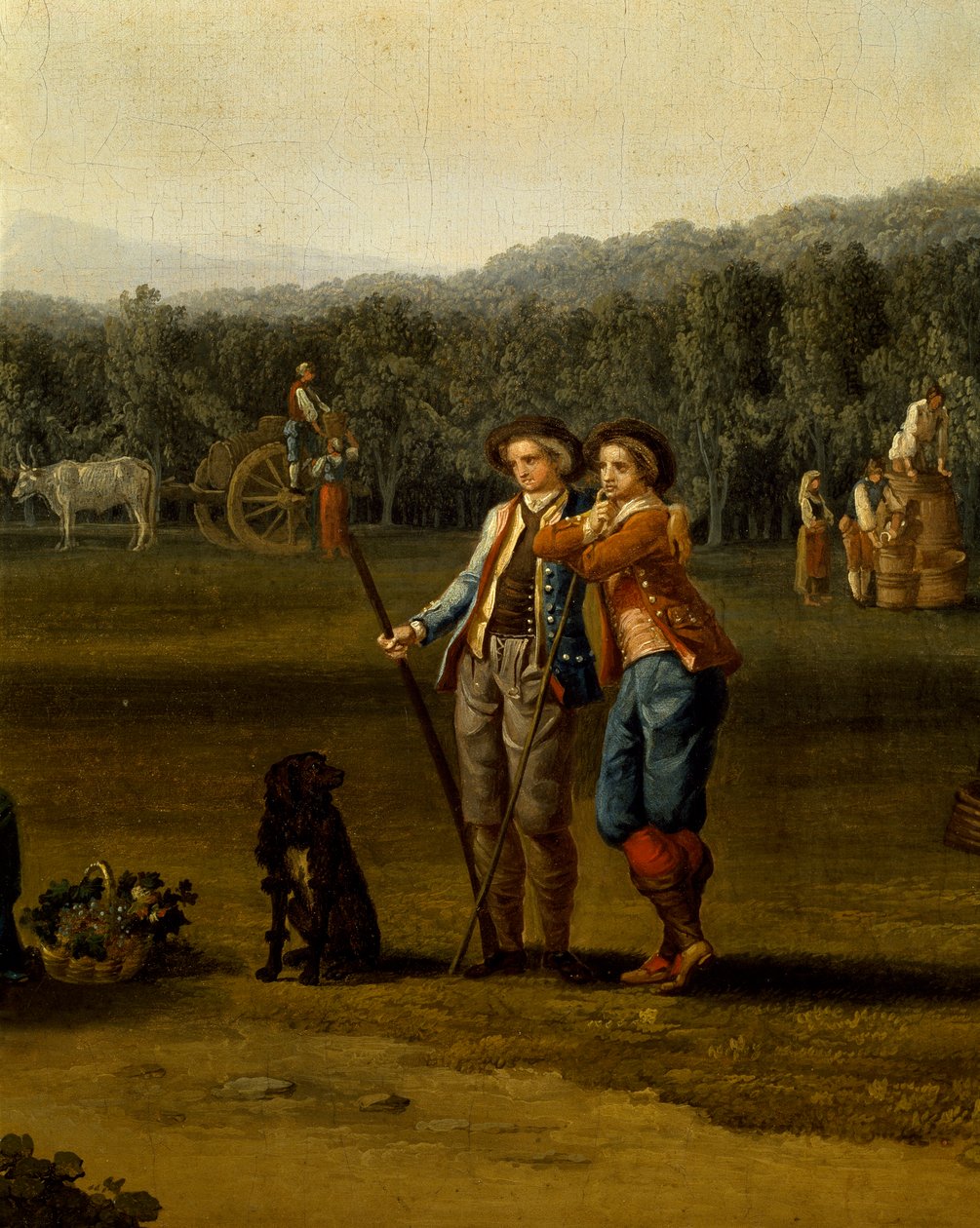 Colheita em Carditello, de Jacob Philipp Hackert, detalhe de Jacob Philippe Hackert