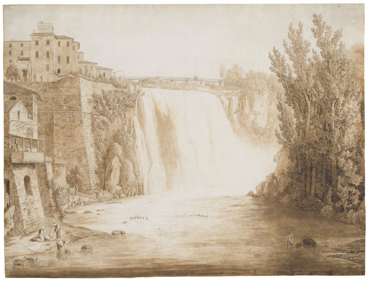 A Cascata Grande de Isola del Liri, 1793 de Jacob Philippe Hackert