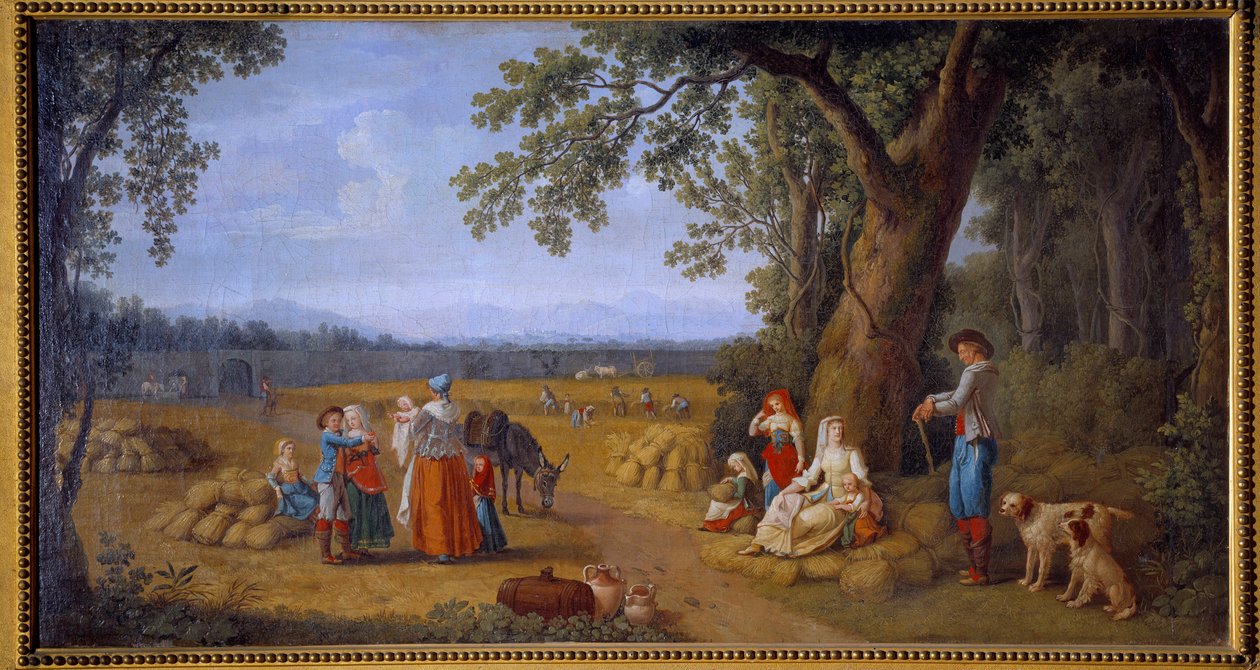 A colheita em Carditello perto de Caserta Pintura de Jacob Philipp Hackert dit Hackert d
