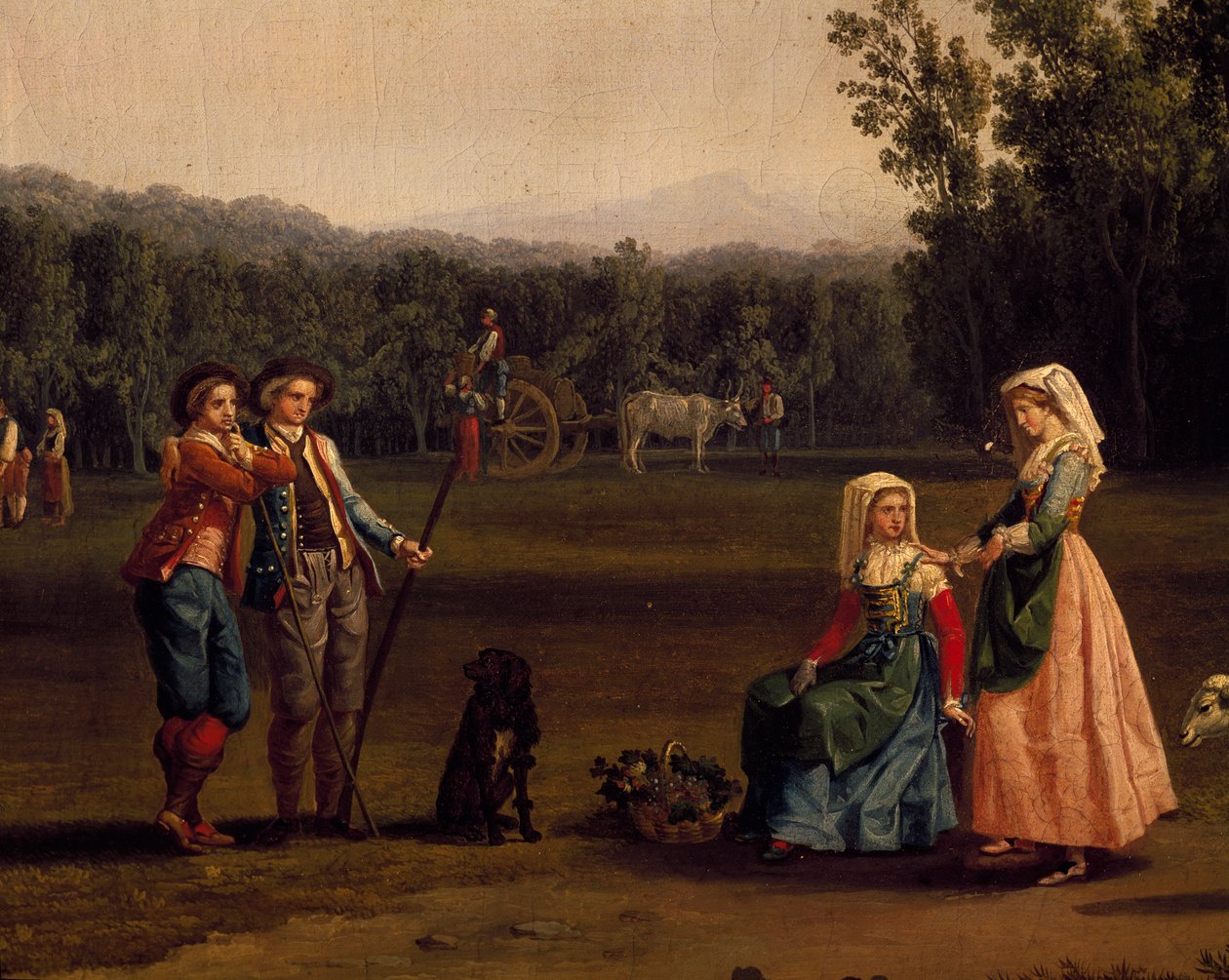 Viagem a Caserta royal estate (óleo sobre tela) de Jacob Philippe Hackert