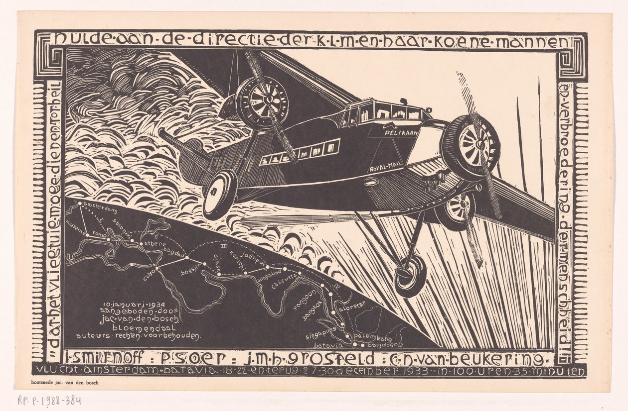 Voo do Pelicano de Amesterdão para Batávia em 1933 de Jacob Pieter van den Bosch