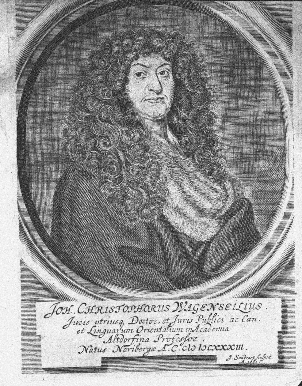 Retrato de Johann Christoph Wagenseil 1633-1705, final do séc. de Jacob Sandrart von