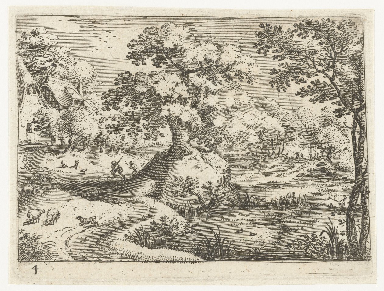 Paisagem com viajantes perto de casas Seis paisagens com viajantes (título da série) de Jacob Savery (I)