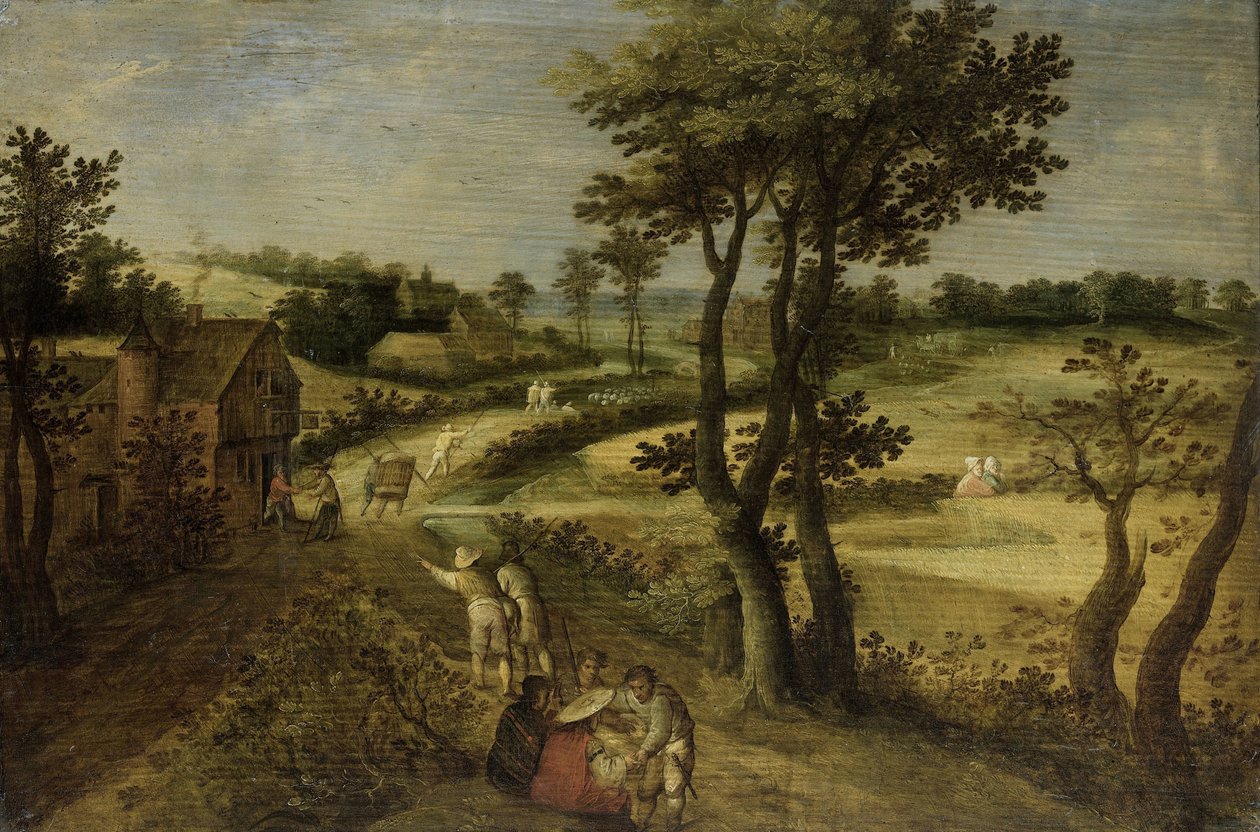 Paisagem com campos de milho de Jacob Savery (II) (attributed to)