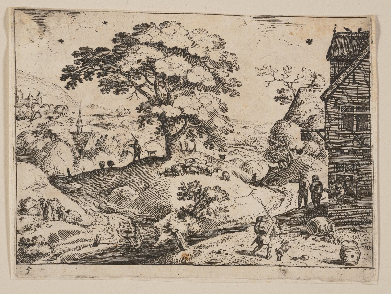 Pousada à direita da estrada antes da aldeia, a partir de Landscapes de Jacob Savery I