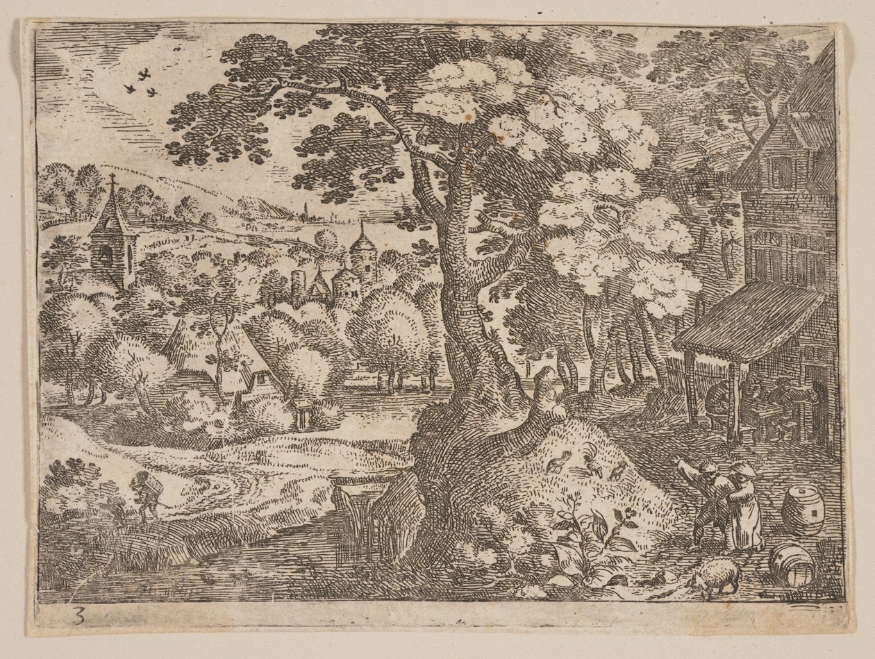 Taberna à direita de um caminho, de Paisagens de Jacob Savery I