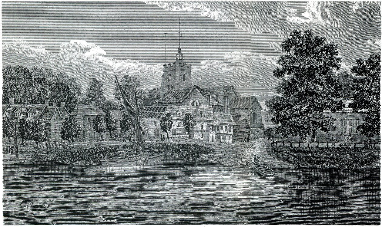 Gravura da Igreja de São Nicolau de Chiswick por Schnebbelie 1807 de Jacob Schnebbelie