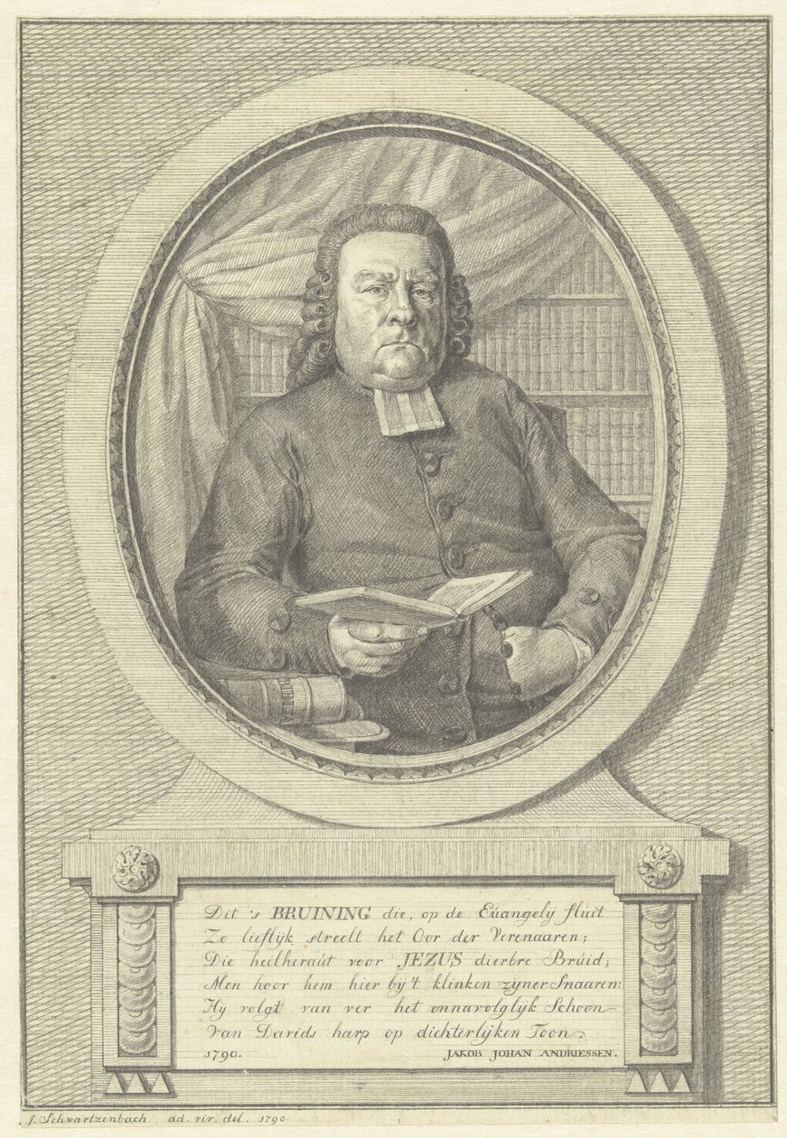 Retrato de Hermanus Adrianus Bruining de Jacob Schwartzenbach
