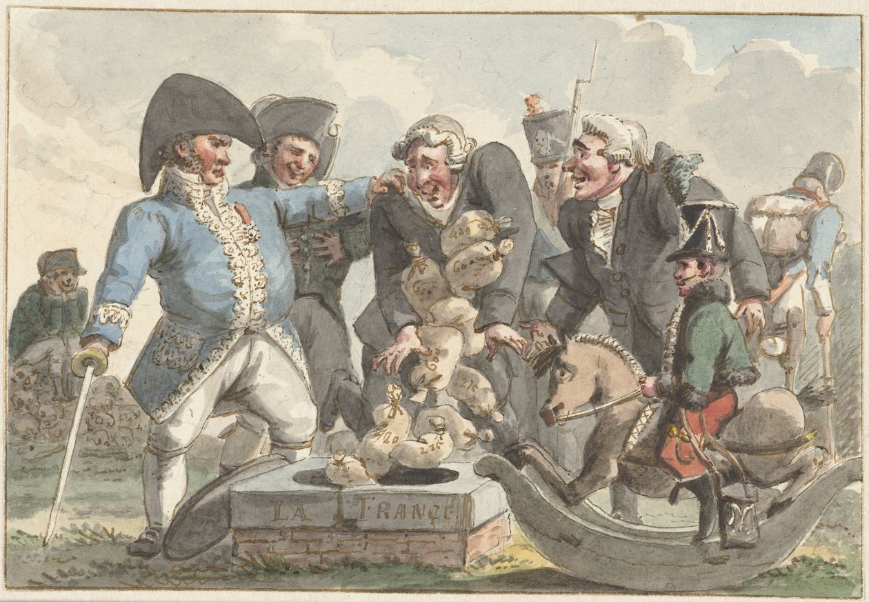 Desenho animado sobre o Tiercing de 1810 de Jacob Smies