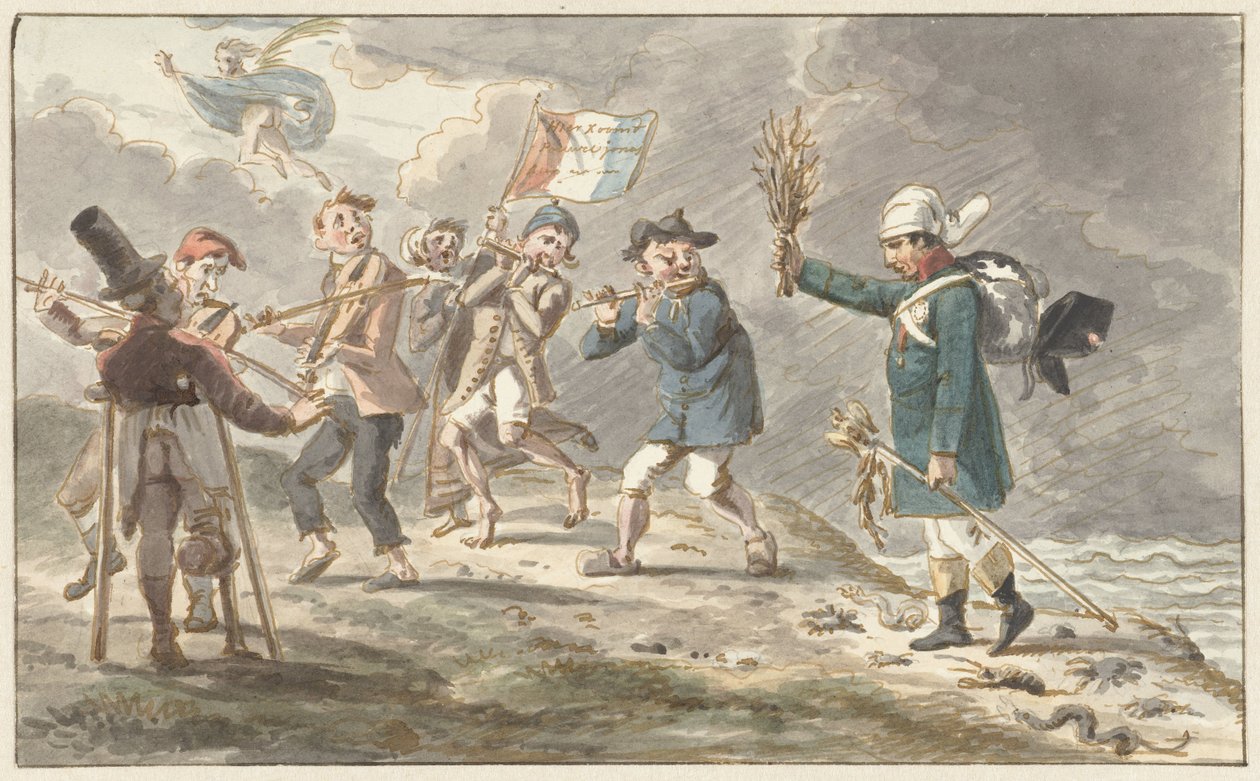 Desenho animado sobre o retiro de Napoleão I Bonaparte da Rússia de Jacob Smies