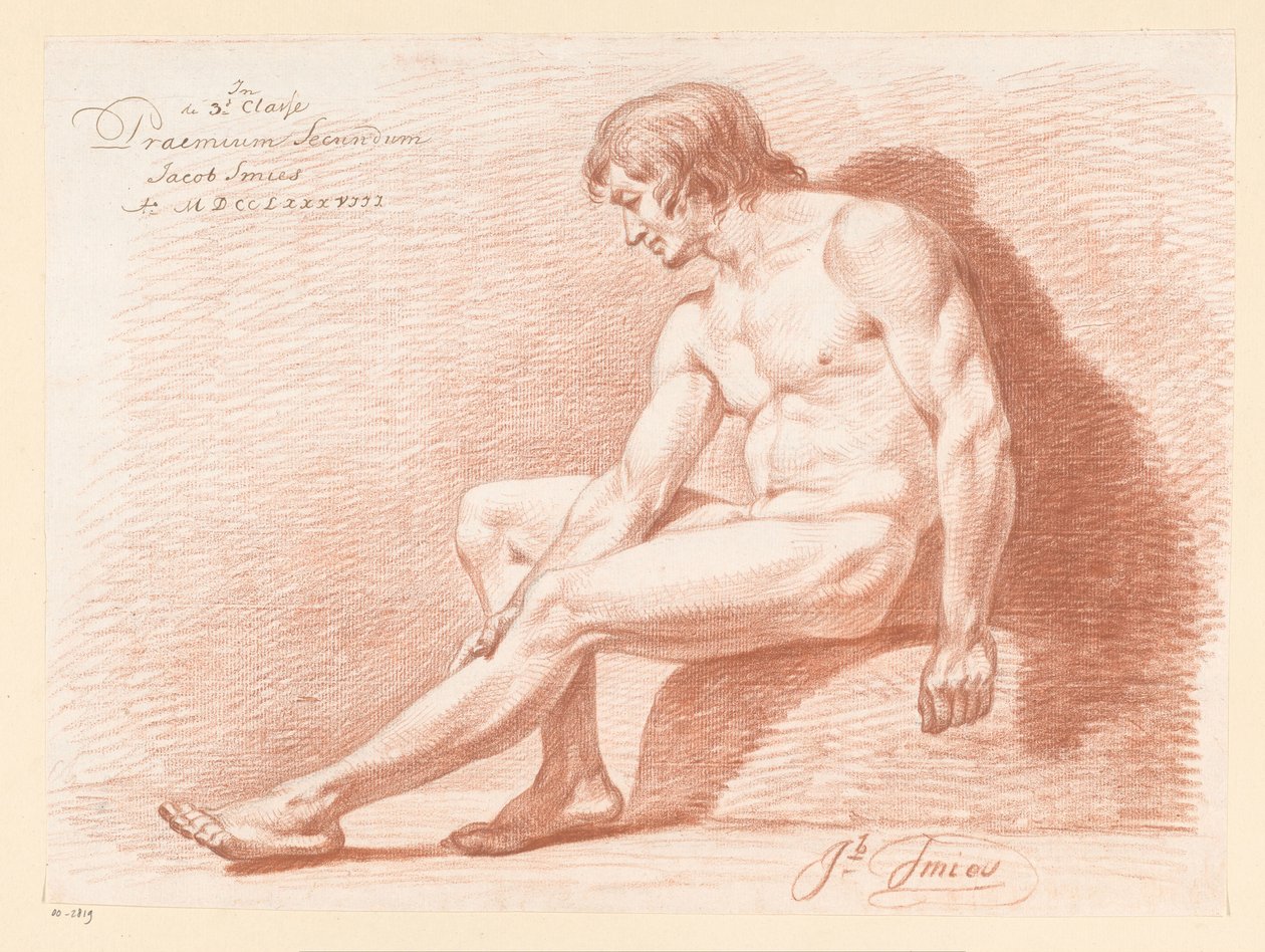 Nu Masculino Sentado, Vista Lateral (2º Prêmio 1788) de Jacob Smies
