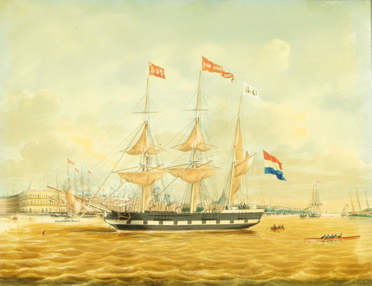 O Johan Melchior Kemper em Anchor pelo porto de Roterdã de Jacob Spin