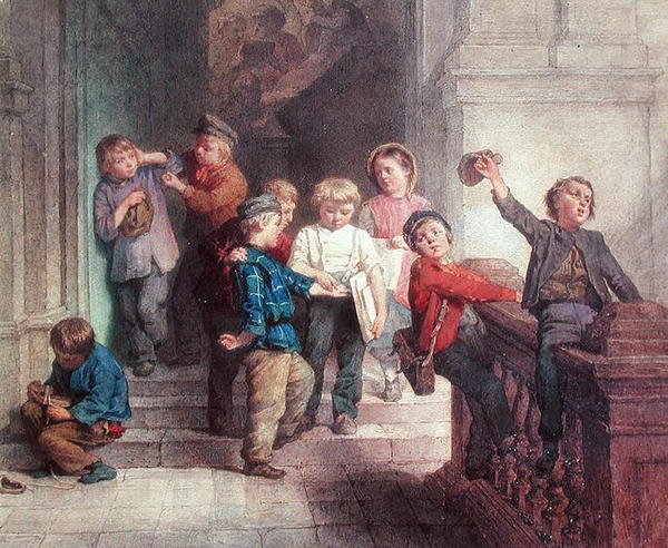 Brincando Fora da Sala da Escola de Jacob Spoel