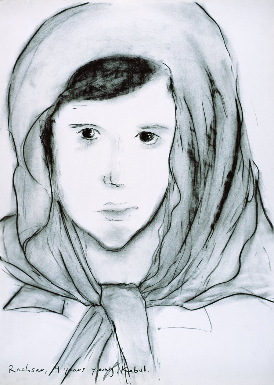 Rachsar, Cabul, Afeganistão, 2002 (carvão sobre papel) de Jacob Sutton