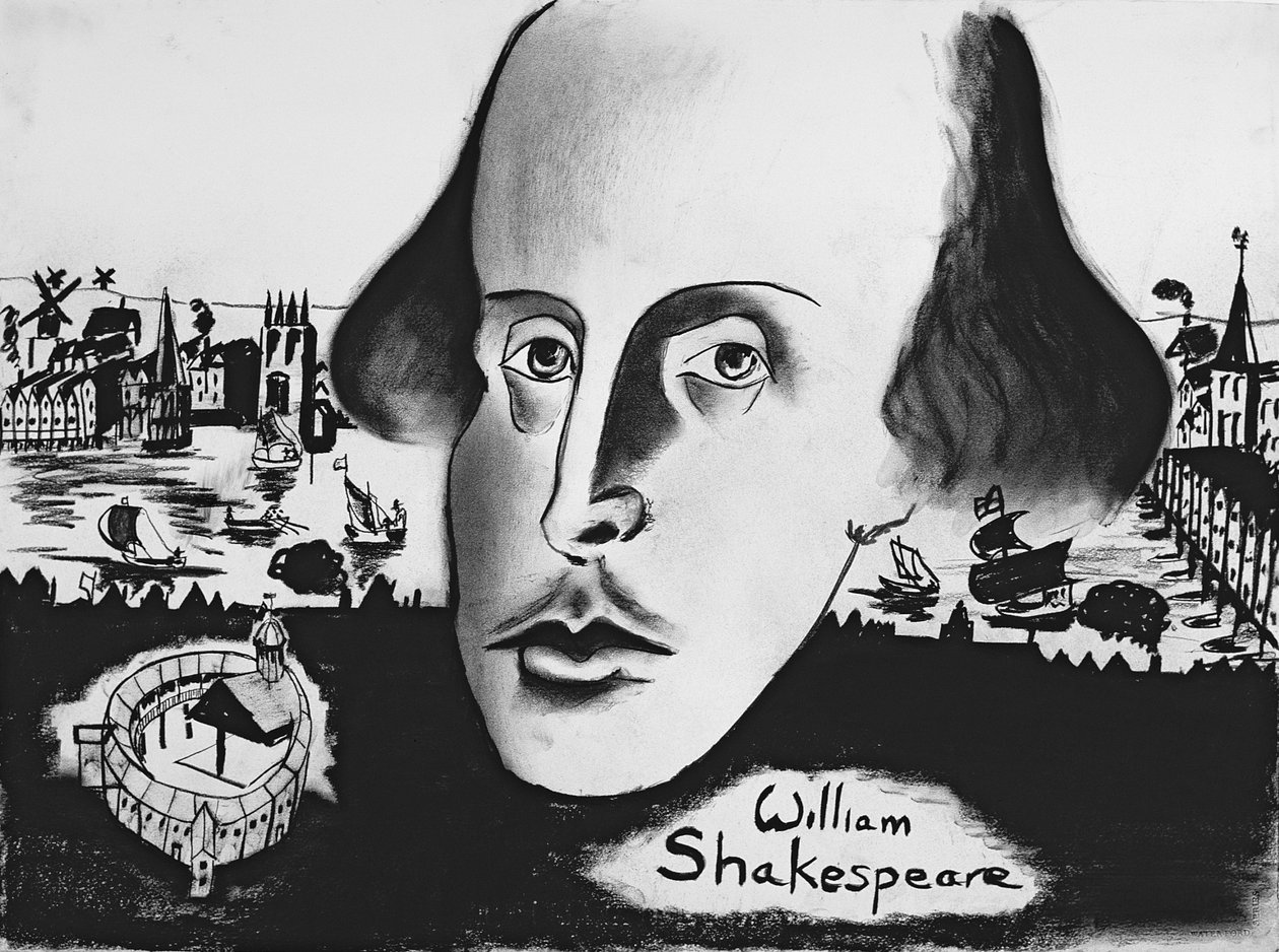 William Shakespeare (1564-1616) 1994 (carvão sobre papel) de Jacob Sutton