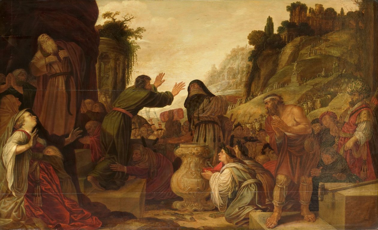 Os Santos Paulo e Barnabé adorados como Deuses pelo Povo de Listra (Actos 14:6-20) de Jacob Symonsz Pynas