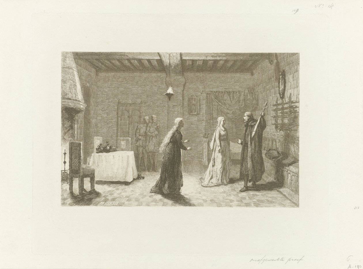 Números num salão interior de um castelo de Jacob Taanman
