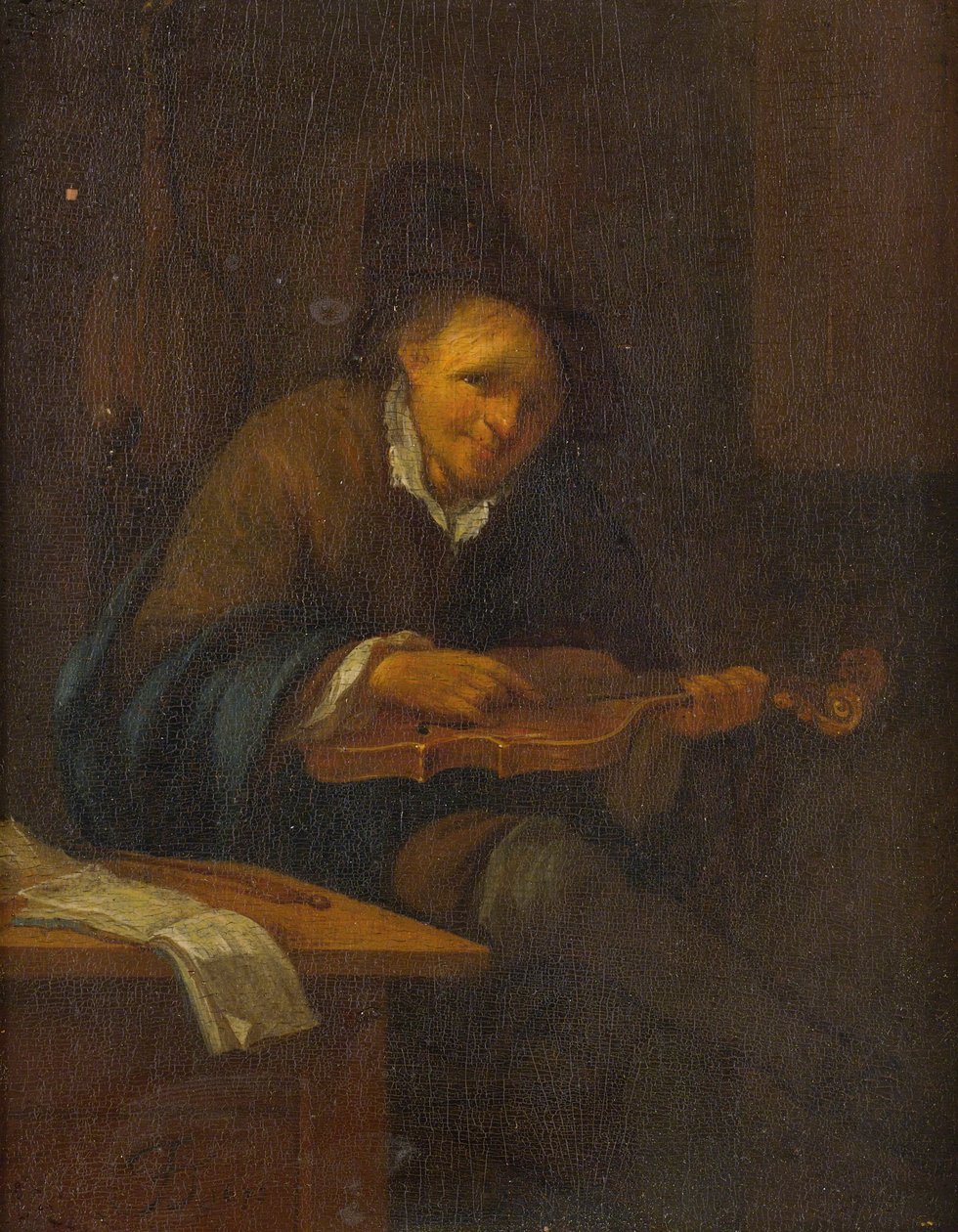 Homem tocando violino de Jacob Toorenvliet