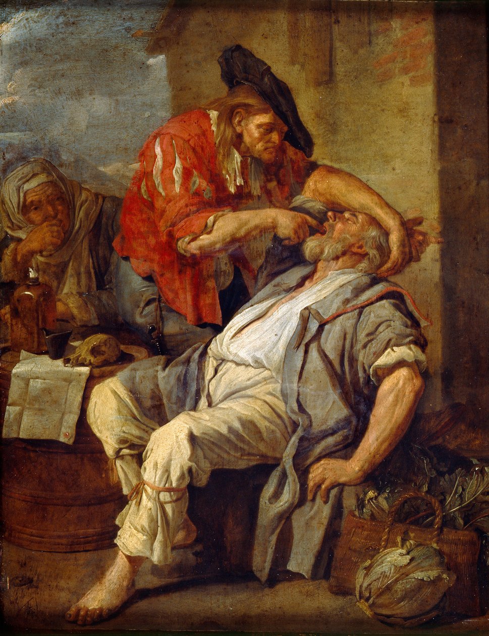 O Dentista, c.1690 (óleo sobre cobre) de Jacob Toorenvliet
