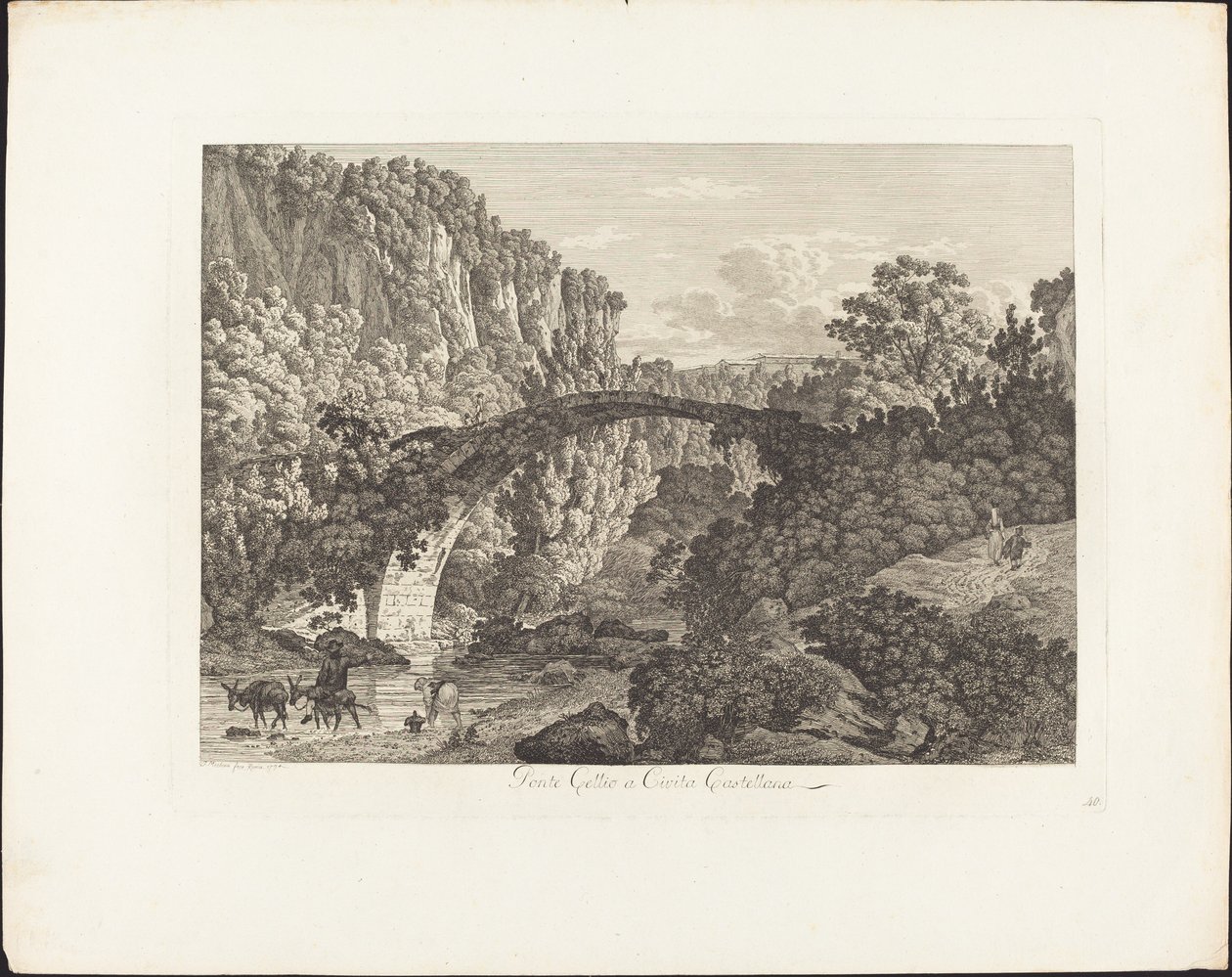 Ponte Celio em Cività Castellana de Jacob Wilhelm Mechau