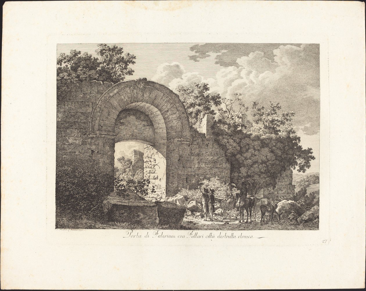 Porta di Falerium, agora Fallari, uma cidade etrusca destruída de Jacob Wilhelm Mechau