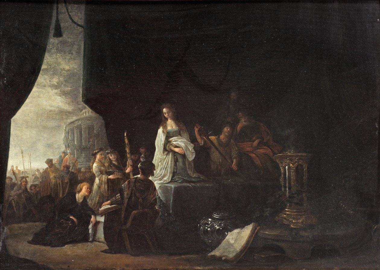 O sacrifício da filha de Jefté (óleo no painel) de Jacob Willemsz de (c.1630 after 1675) Wet