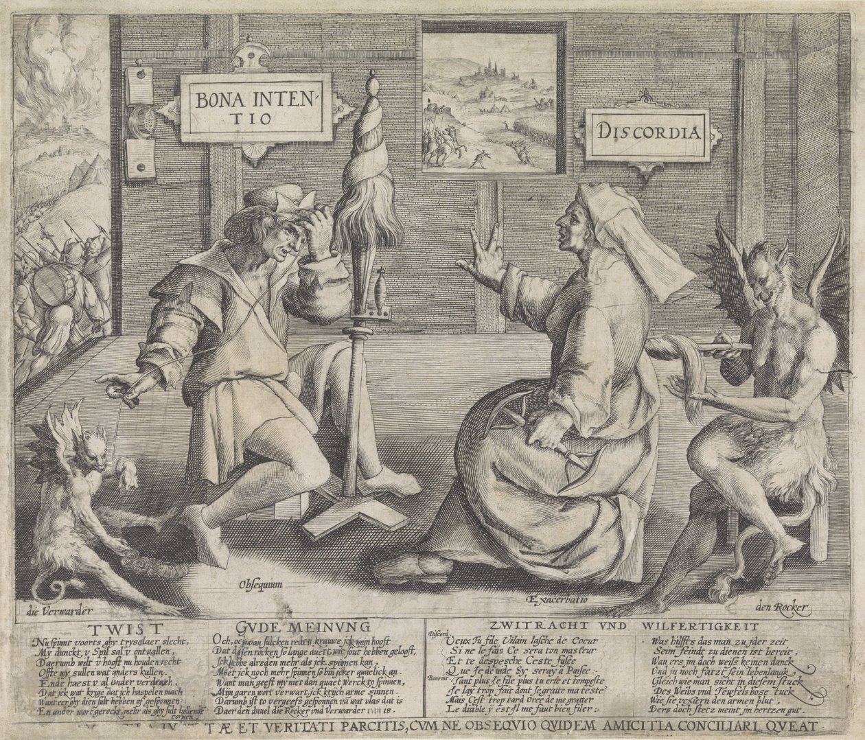 Alegoria com personificações da Boa Intenção (Bona Intentio) e da Discórdia (Discordia) de Jacob de Gheyn (I) (circle of)