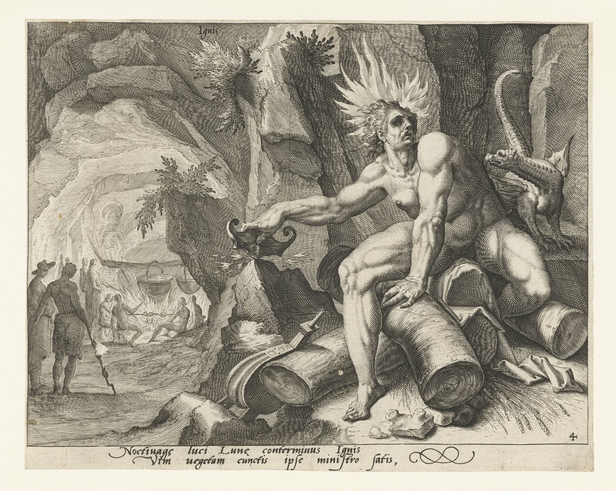 O elemento fogo Ignis (título no objeto) Os Quatro Elementos (título da série) de Jacob de Gheyn (II) (attributed to)