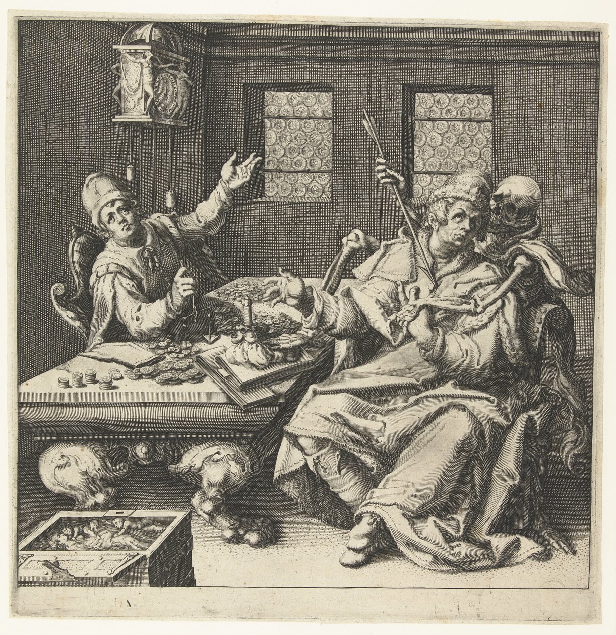 Os Pesadores de Dinheiro e a Morte de Jacob de Gheyn (II) (workshop of)
