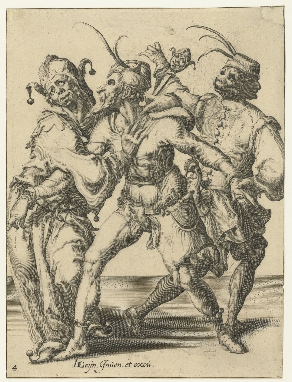 Três homens dançantes
As mascaradas (título da série) de Jacob de Gheyn (II) (workshop of)